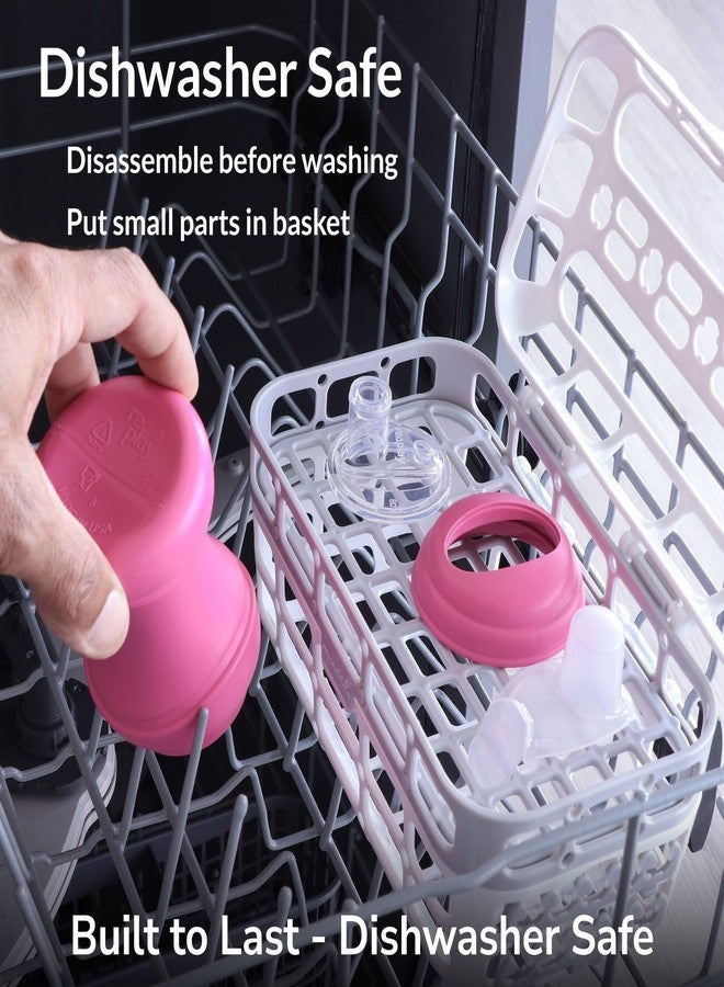 ري بلاي عبوة من كوبين ري-بلاي سعة 8 أونصات، كوبان انتقاليان للأطفال الرضع والصغار، مصنوعان من السيليكون الطبي الناعم مع غطاء للسفر، سهلا الإمساك، بتصميم الساعة الرملية، صنع في الولايات المتحدة الأمريكية من عبوات حليب معاد تدويرها - برينسيس - Image 4